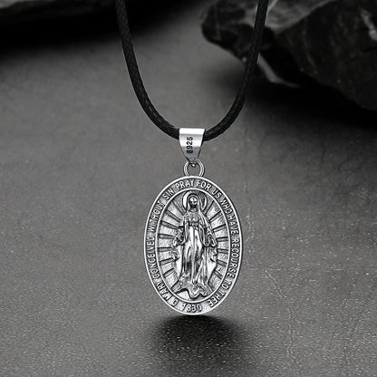 FaithHeart Saint Virgin Mary Coin Medal Necklace for Men