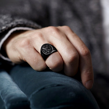 Satan Leviathan Cross Lucifer Signet Ring For Men