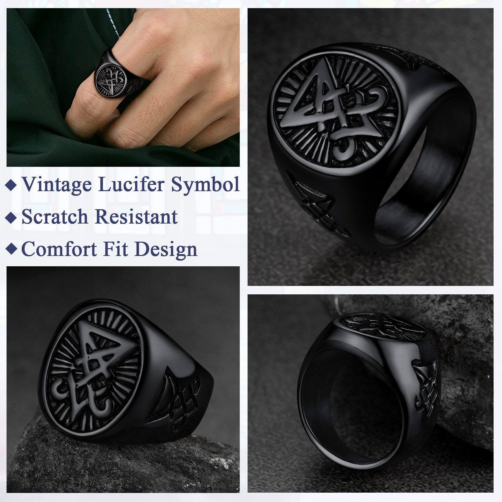 Satan Leviathan Cross Lucifer Signet Ring For Men