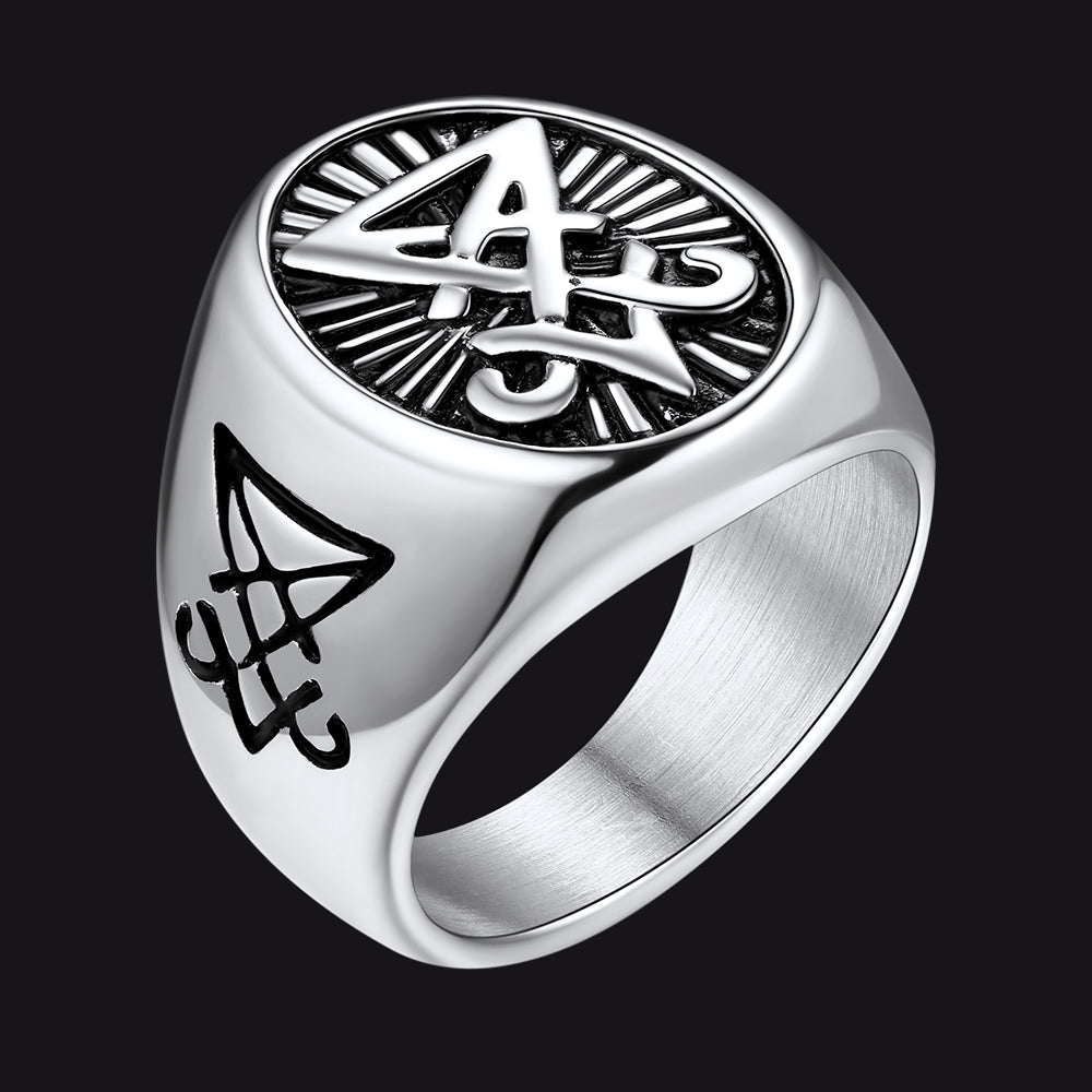 Satan Leviathan Cross Lucifer Signet Ring For Men