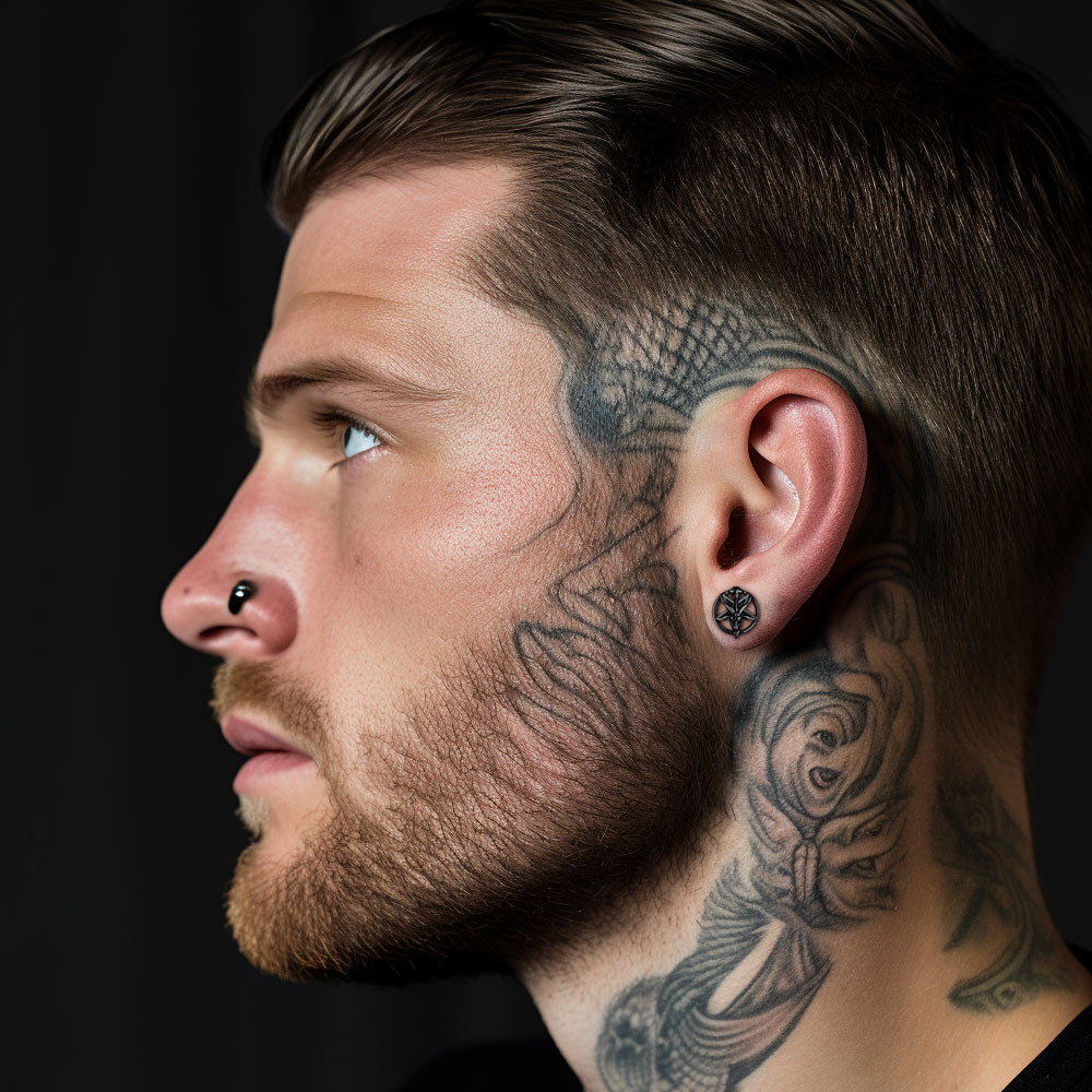 FaithHeart Baphomet Goat Stud Earrings for Men Satanic Jewelry FaithHeart