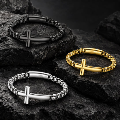Sideways Cross Box Chain Bracelet in multiple colors