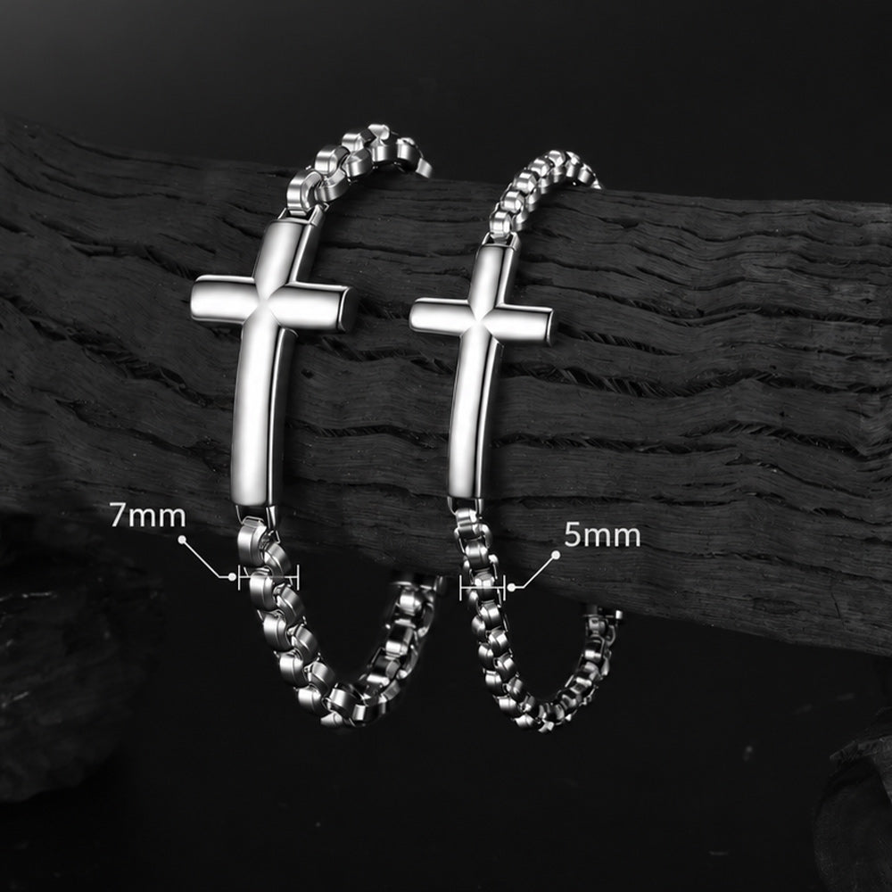 Sideways Cross Box Chain Bracelet in multisize