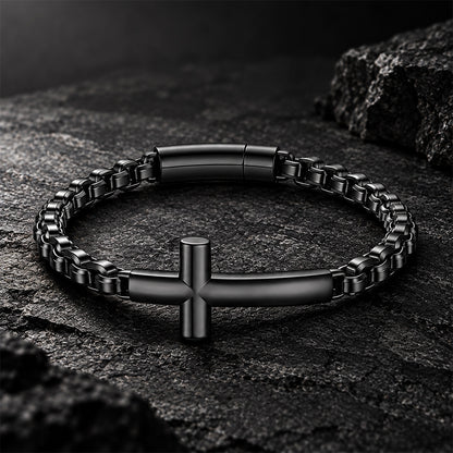 Sideways Cross Box Chain Bracelet for Men & Women - FaithHeart Jewelry