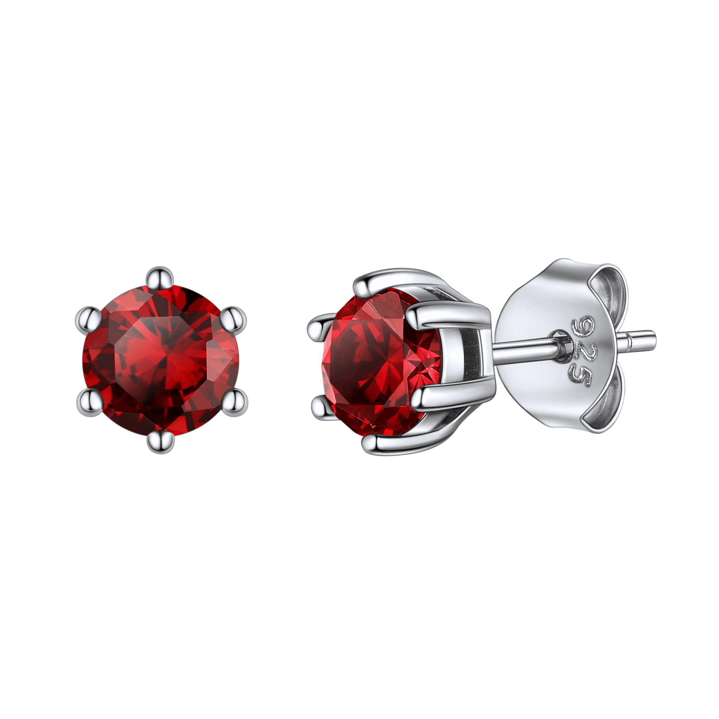 925 Sterling Silver Birthstone Stud Earrings for Men Women