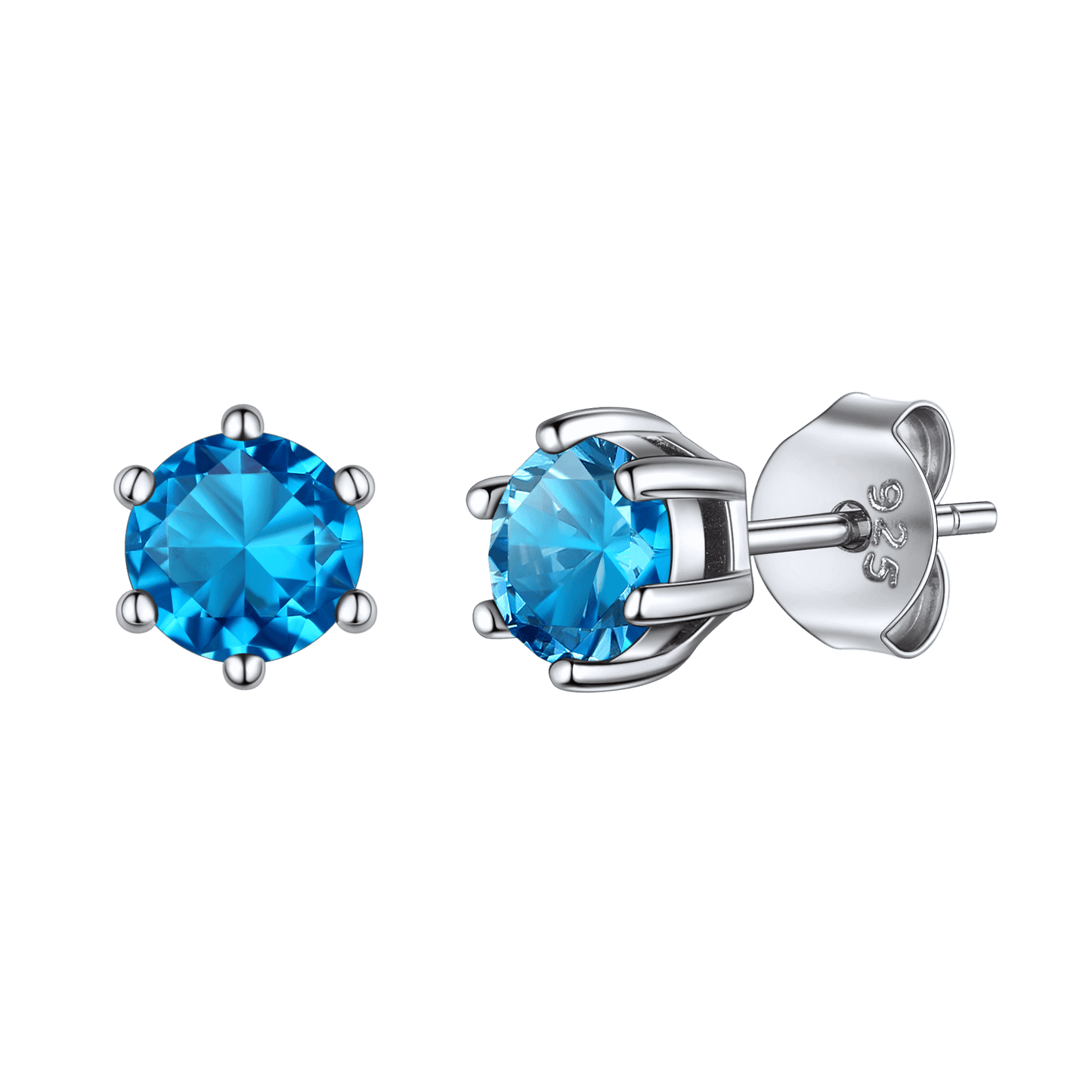 925 Sterling Silver Birthstone Stud Earrings for Men Women