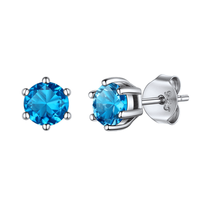 925 Sterling Silver Birthstone Stud Earrings for Men Women