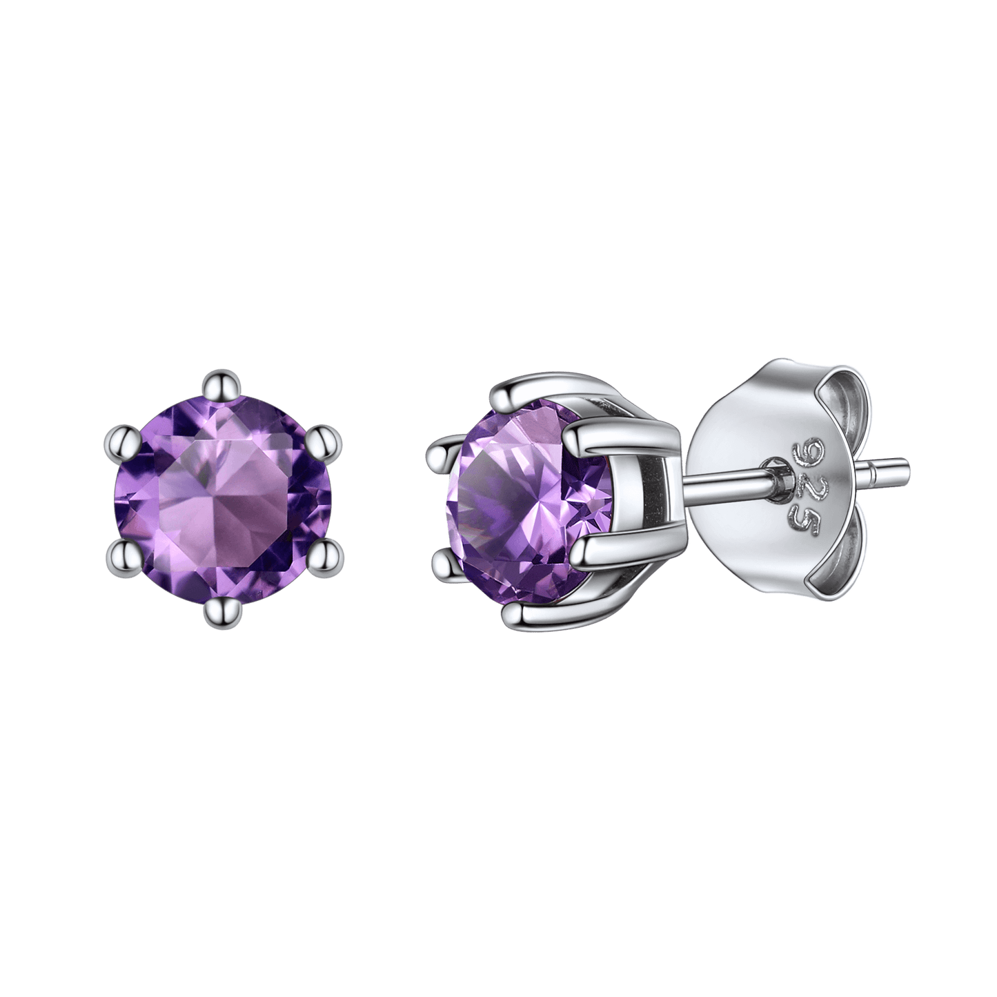 925 Sterling Silver Birthstone Stud Earrings for Men Women