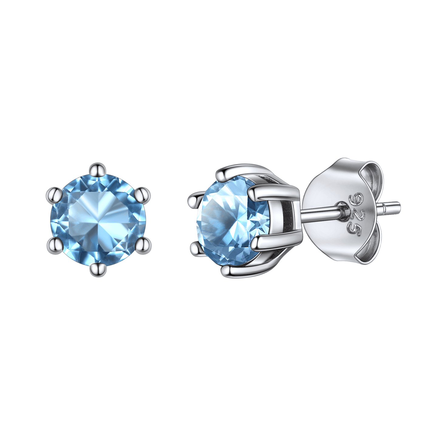 925 Sterling Silver Birthstone Stud Earrings for Men Women
