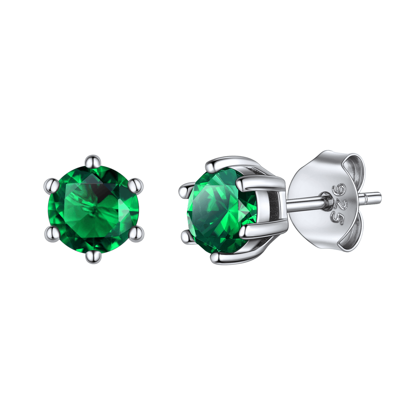 925 Sterling Silver Birthstone Stud Earrings for Men Women