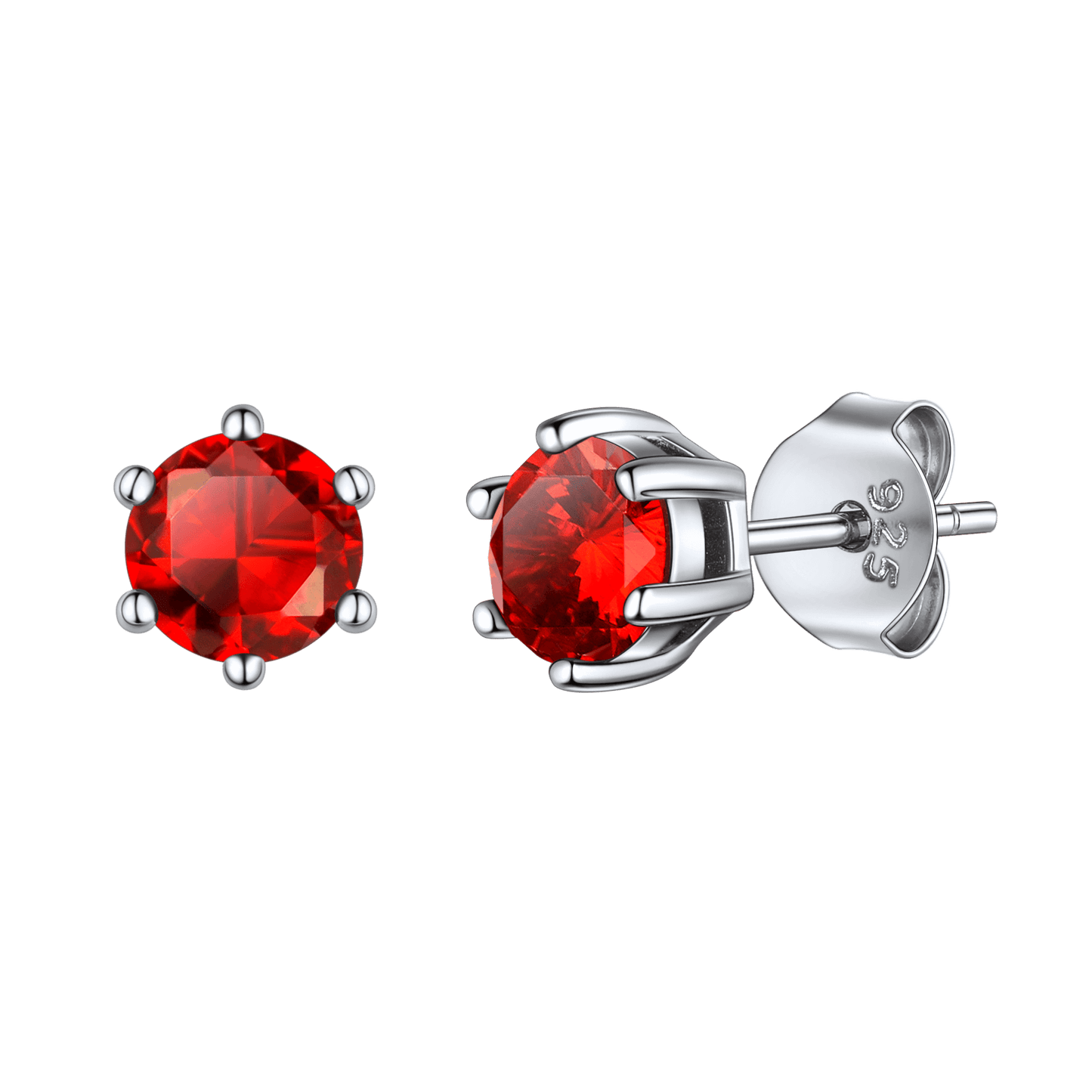925 Sterling Silver Birthstone Stud Earrings for Men Women