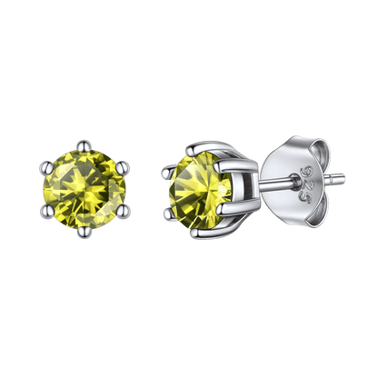 925 Sterling Silver Birthstone Stud Earrings for Men Women