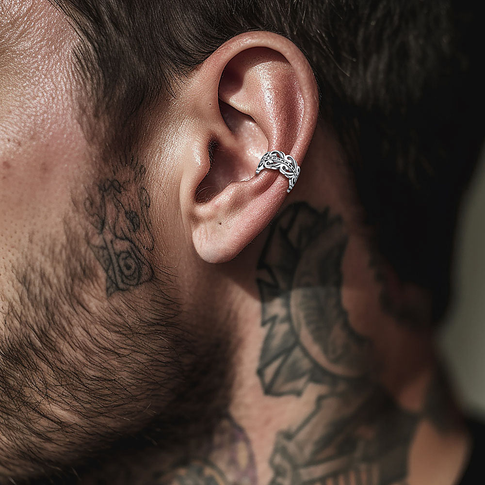 FaithHeart Silver Celtic Ear Cuff Earrings for Men Women