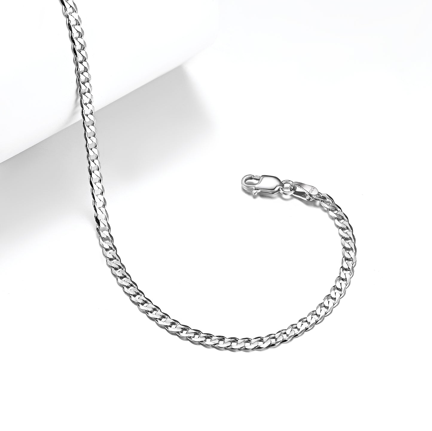 925 Sterling Silver Cuaban Chain Anklet 