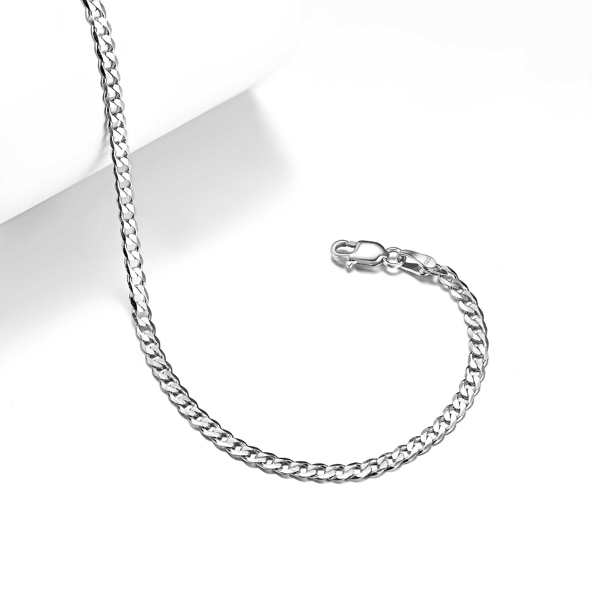 925 Sterling Silver Cuaban Chain Anklet 