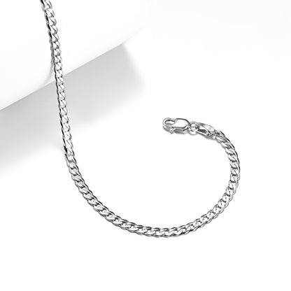 925 Sterling Silver Cuaban Chain Anklet 