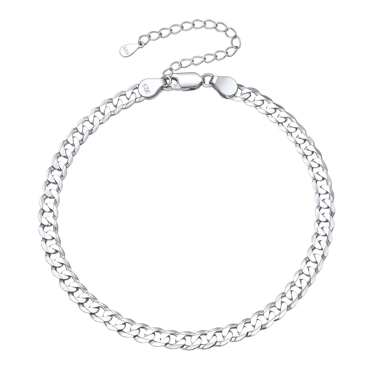 5mm bold sterling silver Cuban link beach anklet
