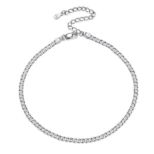 3mm width sterling silver Cuban chain anklet for women