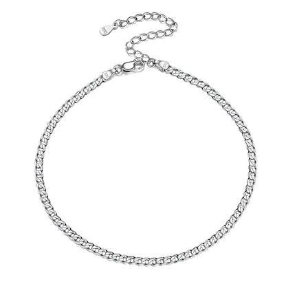 3mm width sterling silver Cuban chain anklet for women