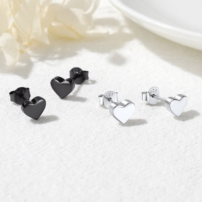 925 Sterling Silver Dainty Simple Heart Stud Earrings