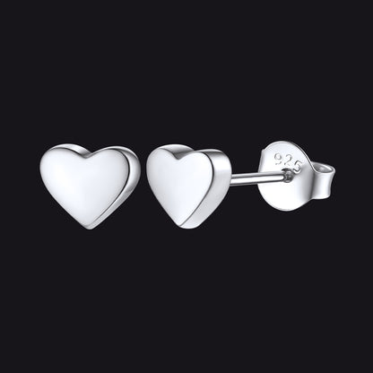 925 Sterling Silver Dainty Simple Heart Stud Earrings