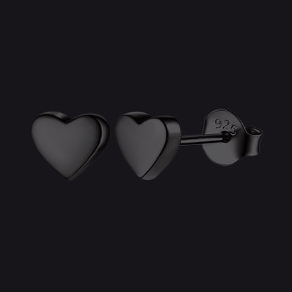 925 Sterling Silver Dainty Simple Heart Stud Earrings