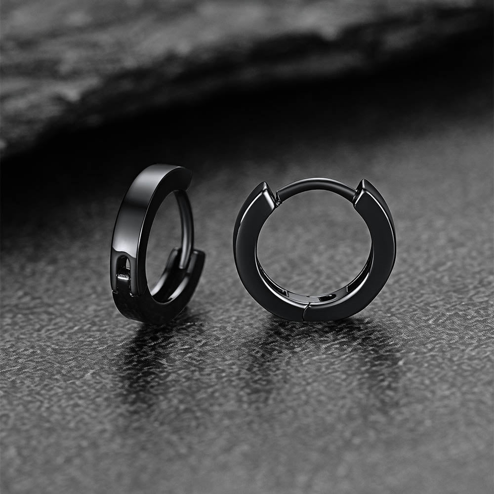 Sterling Silver Huggie Hoop Classic Earrings For Men Women