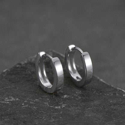 Sterling Silver Huggie Hoop Classic Earrings For Men Women