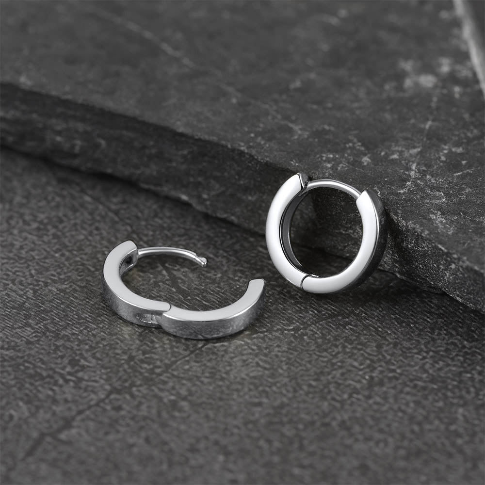 Sterling Silver Huggie Hoop Classic Earrings For Men Women