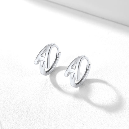 925 Sterling Silver Initial A-Z Hoop Earrings for Women Men