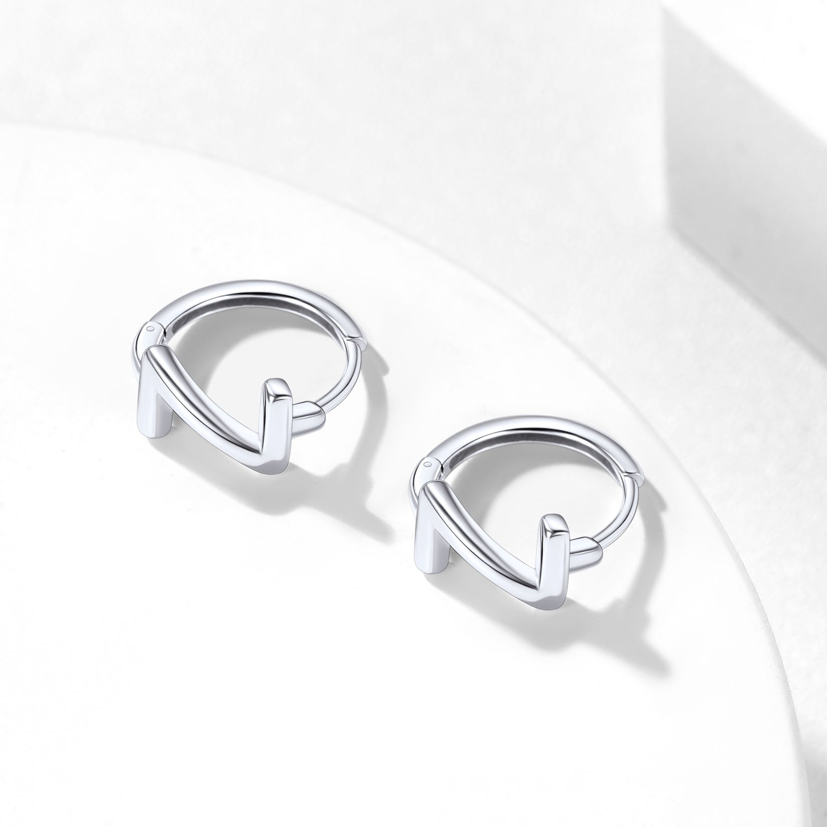 925 Sterling Silver Initial A-Z Hoop Earrings for Women Men