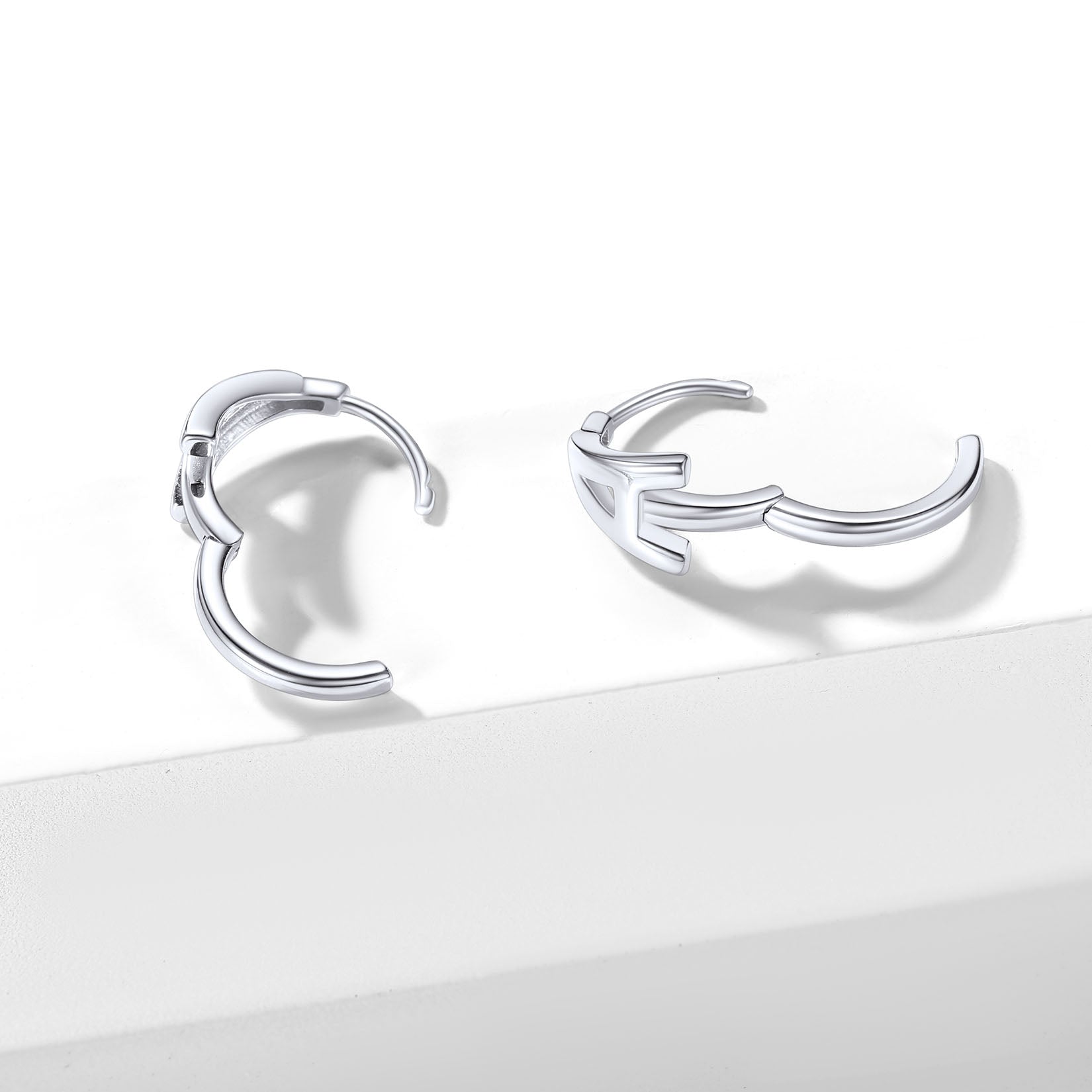 925 Sterling Silver Initial A-Z Hoop Earrings for Women Men