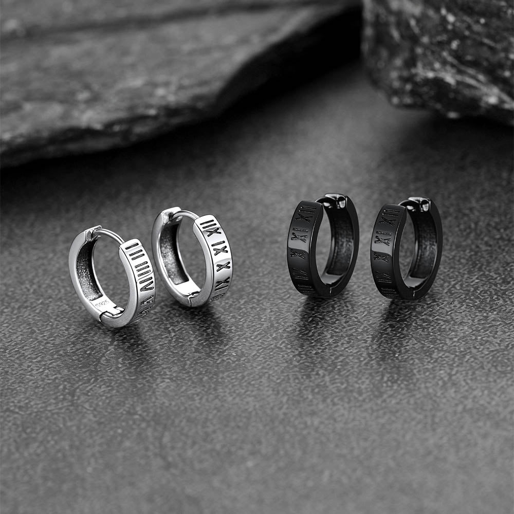 Silver Roman Numerals Earrings