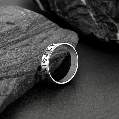 Norse Viking Runes Sterling Silver Ring for Men FaithHeart Jewelry