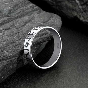 Norse Viking Runes Sterling Silver Ring for Men FaithHeart Jewelry