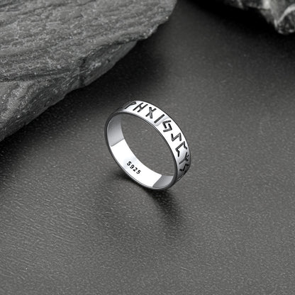 Norse Viking Runes Sterling Silver Ring for Men FaithHeart Jewelry