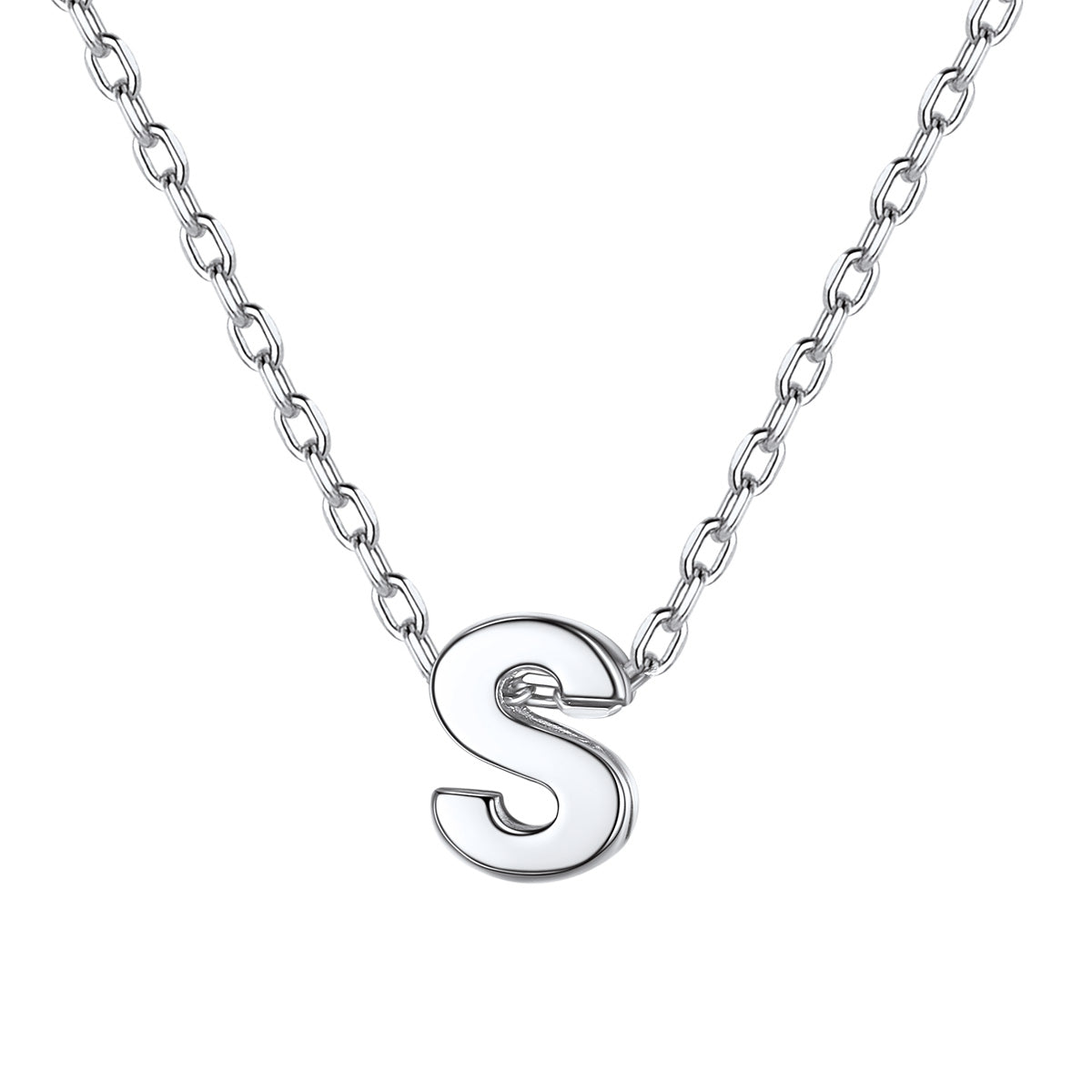 Silver Initial S Necklace for Women