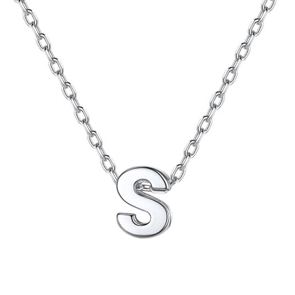 Silver Initial S Necklace for Women