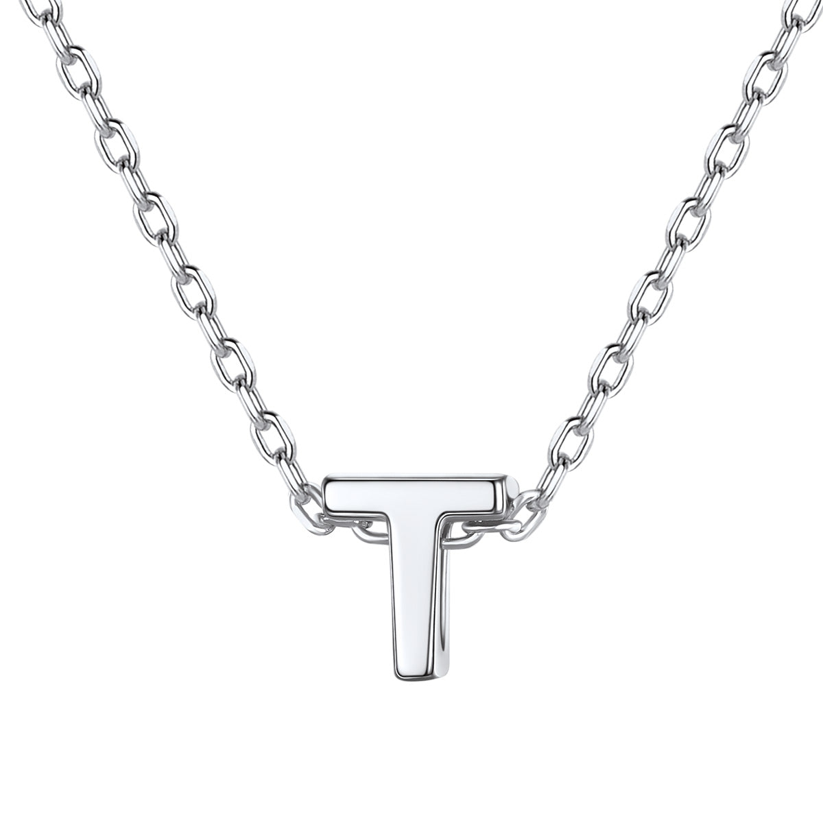 Silver Initial T Necklace for Women