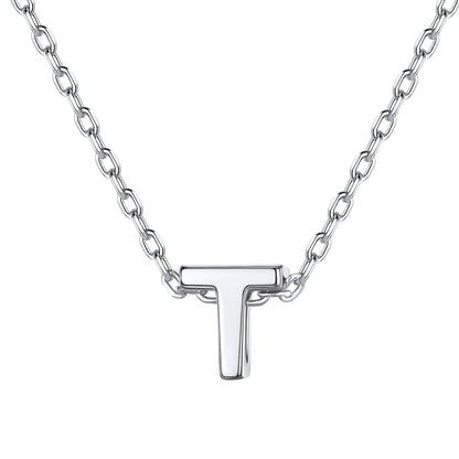 Silver Initial T Necklace for Women