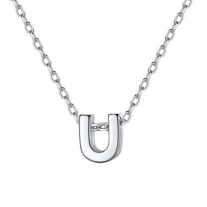 Silver Initial U Necklace for Women