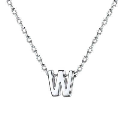 Silver Initial W Necklace for Women