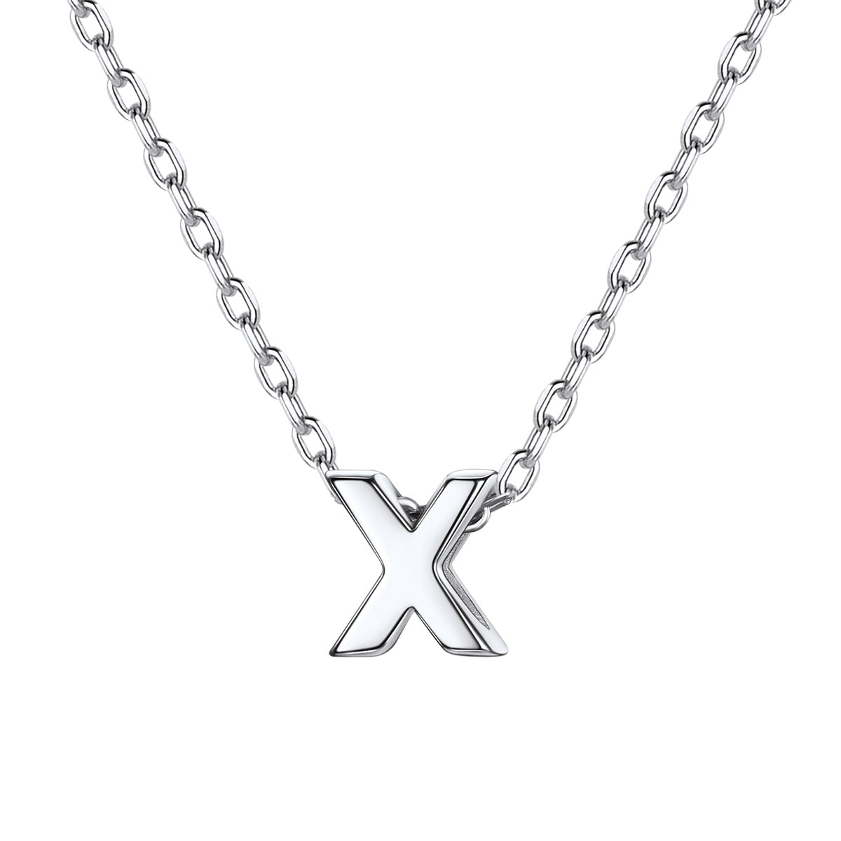 Silver Initial X Necklace for Women