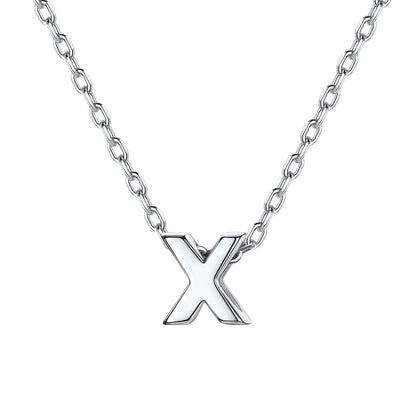 Silver Initial X Necklace for Women