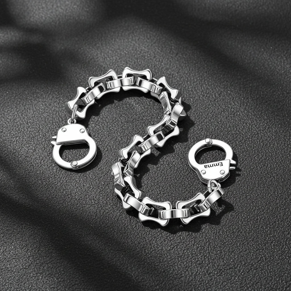 Custom Bamboo Link Handcuffs Bracelet for Men