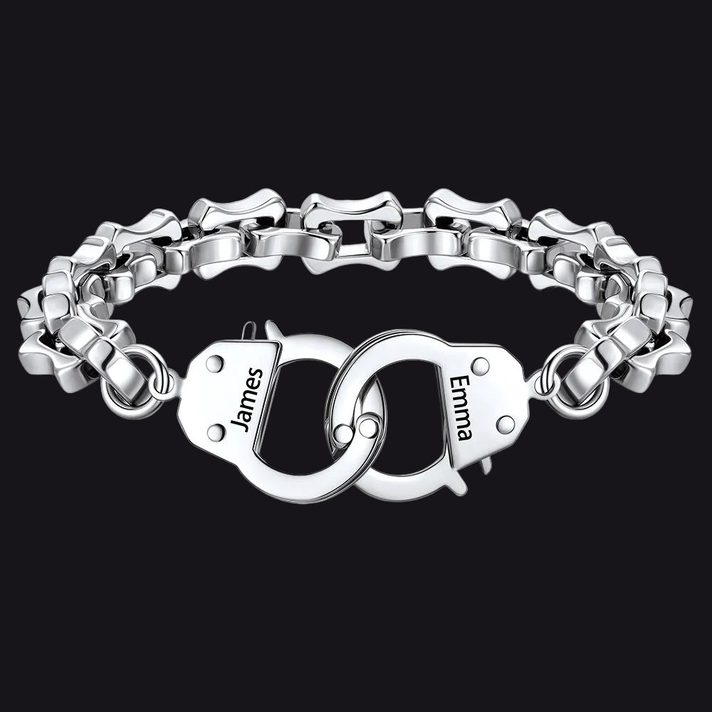 Custom Bamboo Link Handcuffs Bracelet for Men
