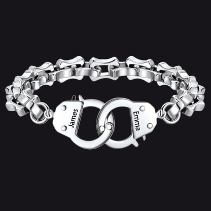 Custom Bamboo Link Handcuffs Bracelet for Men