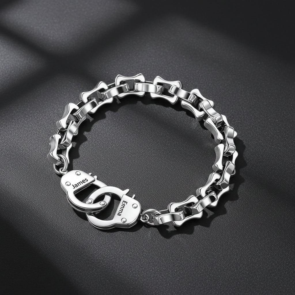 Custom Bamboo Link Handcuffs Bracelet