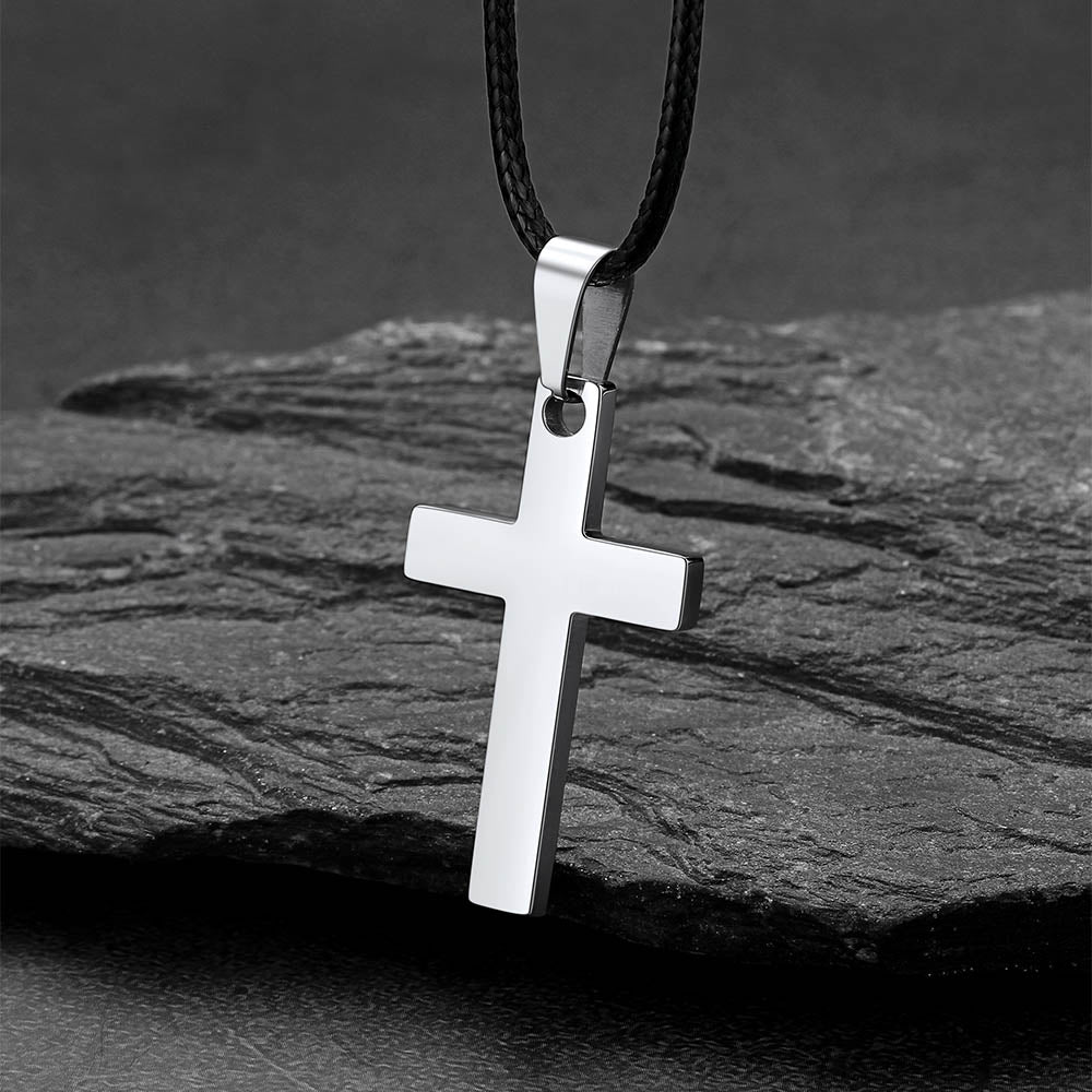  Simple Cross Braided Leather Necklace for Men