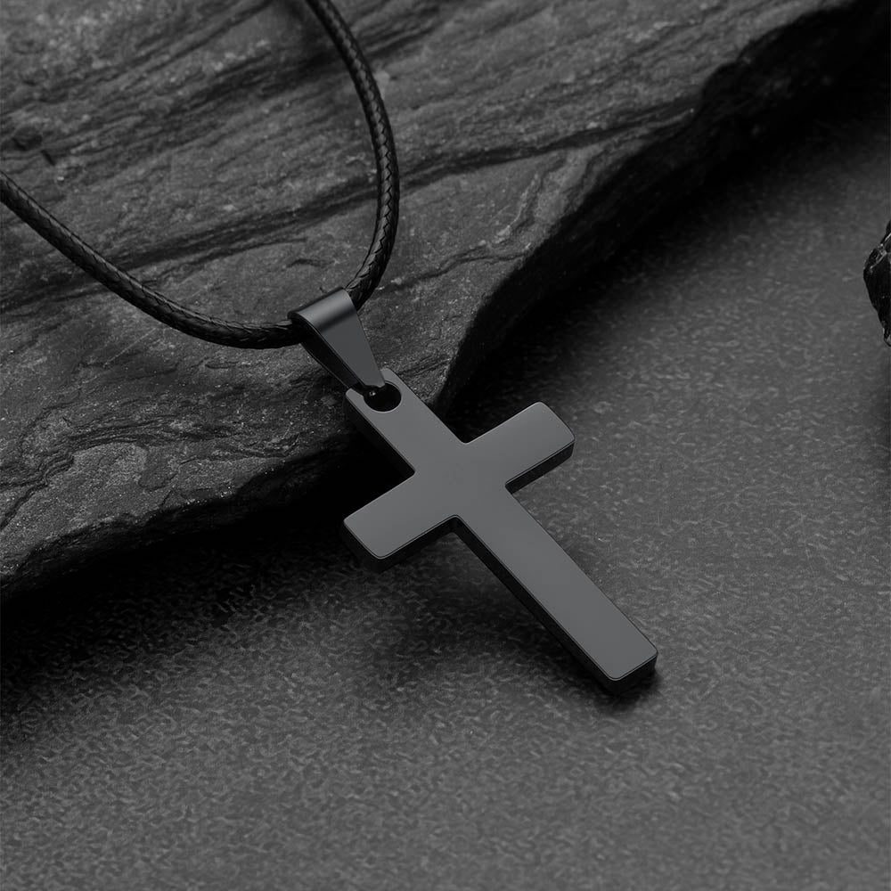  Simple Cross Braided Leather Necklace for Men